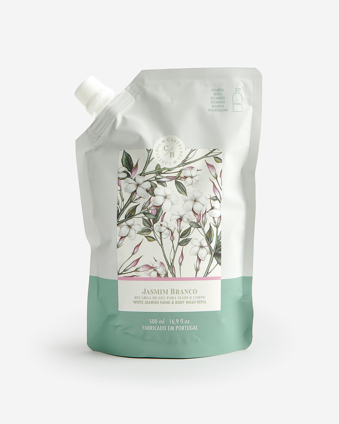 Recarga de Gel para Mãos e Corpo Jasmim Branco 500ml