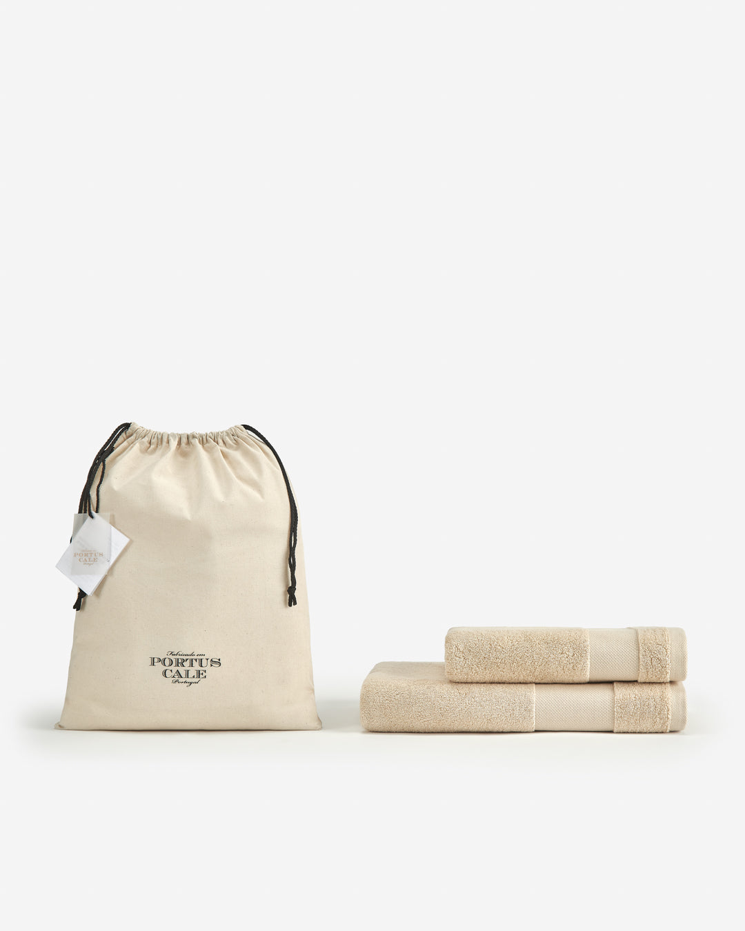 Portus Cale Set de Toalhas de Mão e Banho Bege